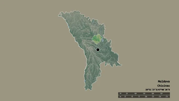 Forma Desolata Della Moldavia Con Sua Capitale Principale Divisione Regionale — Foto Stock