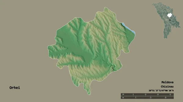 Forma Orhei Distrito Moldávia Com Sua Capital Isolada Fundo Sólido — Fotografia de Stock