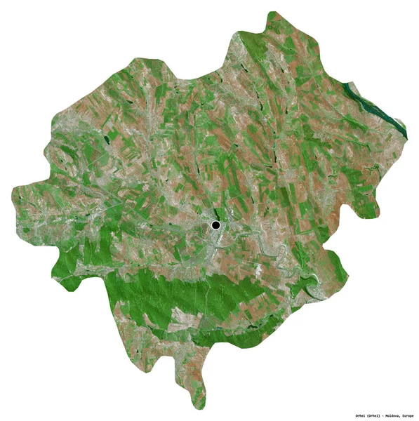 Alakja Orhei Moldovai Kerület Főváros Elszigetelt Fehér Alapon Műholdas Képek — Stock Fotó