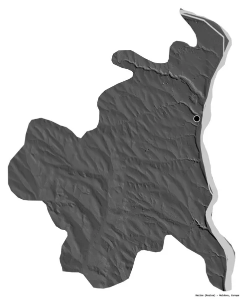 モルドバ地方のレジーナの形で 首都は白い背景に孤立しています 標高マップ 3Dレンダリング — ストック写真