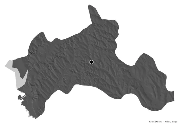 Tvar Riscani Okres Moldavsko Hlavním Městem Izolovaným Bílém Pozadí Mapa — Stock fotografie