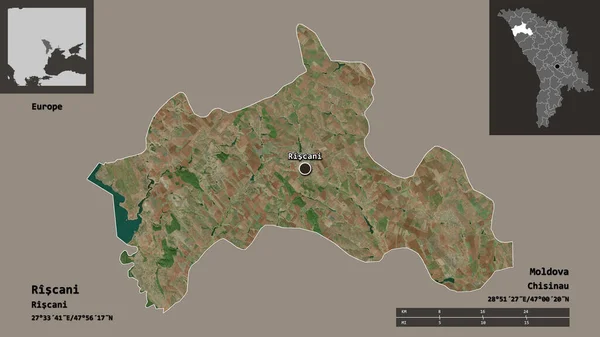 Форма Ріскані Район Молдови Його Столиця Масштаб Відстаней Превью Етикетки — стокове фото