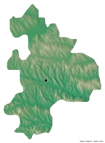 モルドバ地方のシンガポールの形で 首都は白い背景に隔離されています 地形図 3Dレンダリング — ストック写真