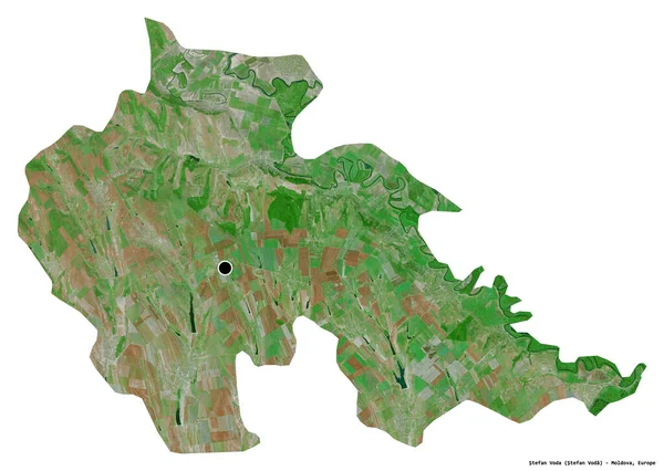 モルドバの地区であるステファン ヴォダの形で その首都は白い背景に隔離されています 衛星画像 3Dレンダリング — ストック写真