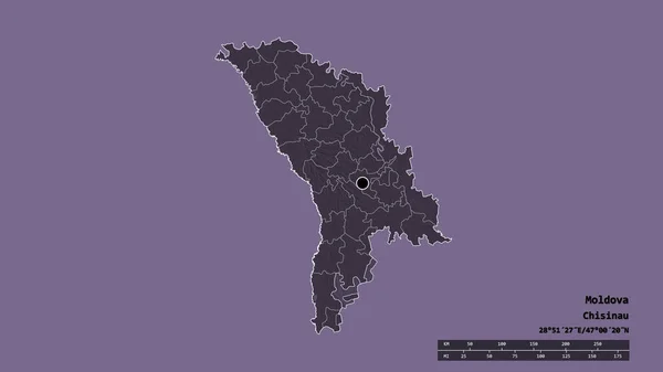 Forme Dénaturée Moldavie Avec Capitale Principale Division Régionale Région Séparée — Photo