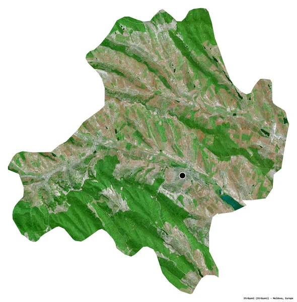 摩尔多瓦地区Straseni的形状 首都被白色背景隔离 卫星图像 3D渲染 — 图库照片