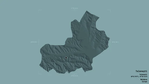 Obszar Telenesti Okręg Mołdawii Odizolowany Solidnym Tle Georeferencyjnej Skrzynce Granicznej — Zdjęcie stockowe