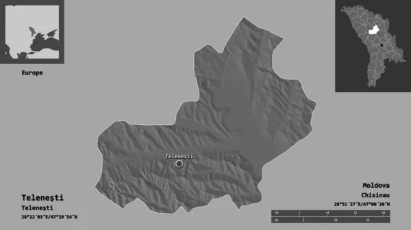 Forme Telenesti District Moldavie Capitale Échelle Distance Aperçus Étiquettes Carte — Photo
