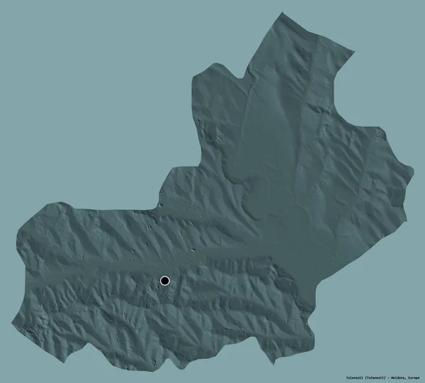 摩尔多瓦Telenesti地区的形状 其首都以纯色背景隔离 彩色高程图 3D渲染 — 图库照片