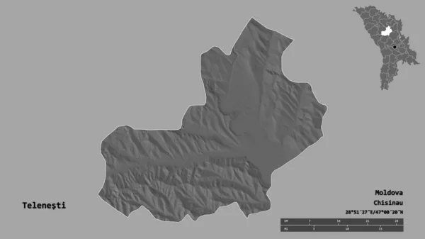 Forma Telenesti Distrito Moldavia Con Capital Aislada Sobre Fondo Sólido — Foto de Stock