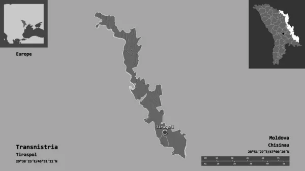 Forma Transdniéster Unidad Territorial Moldavia Capital Escala Distancia Vistas Previas — Foto de Stock