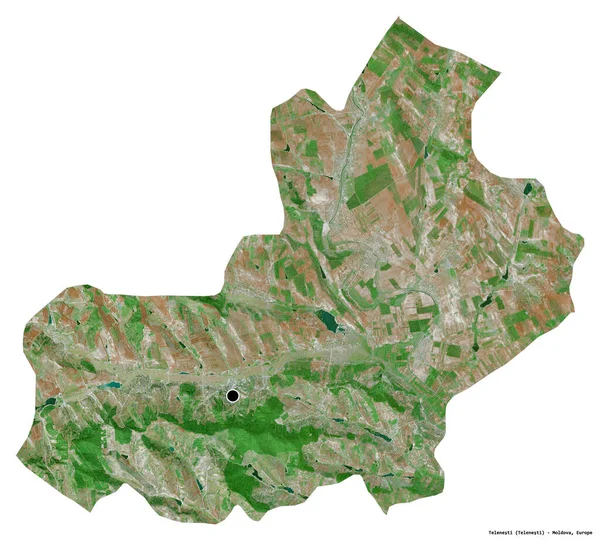 Shape Telenesti District Moldova Its Capital Isolated White Background Satellite — Stock Photo, Image