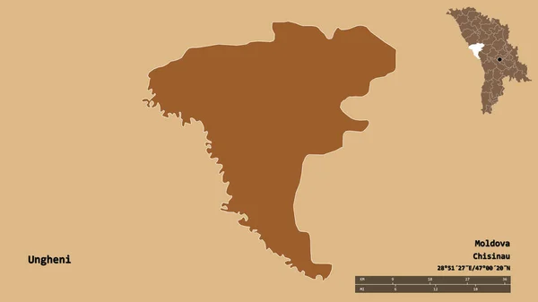 Bentuknya Ungheni Distrik Moldova Dengan Ibukotanya Terisolasi Dengan Latar Belakang — Stok Foto
