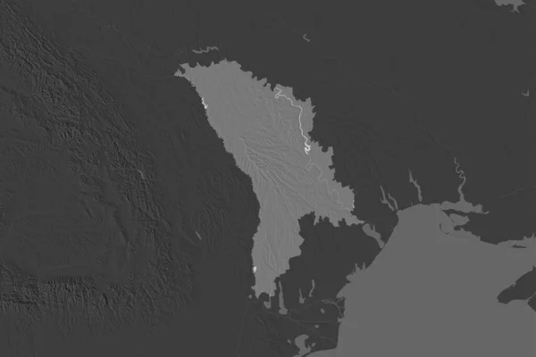 Forma Moldavia Separada Por Desaturación Las Áreas Vecinas Mapa Elevación —  Fotos de Stock