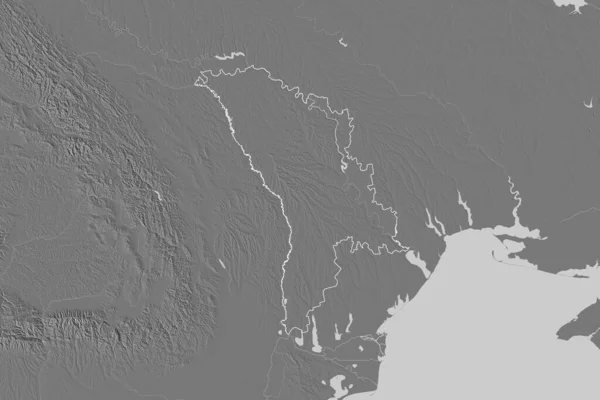 Área Alargada Moldávia Delineada Mapa Elevação Bilevel Renderização — Fotografia de Stock
