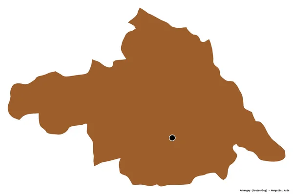 Shape Arhangay Province Mongolia Its Capital Isolated White Background Composition — Stock Photo, Image