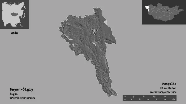 Форма Баян Ольгий Провинция Монголия Столица Шкала Расстояний Предварительные Просмотры — стоковое фото
