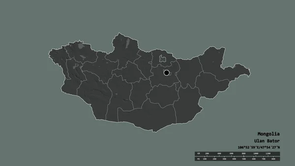 Forme Dénaturée Mongolie Avec Capitale Principale Division Régionale Région Séparée — Photo