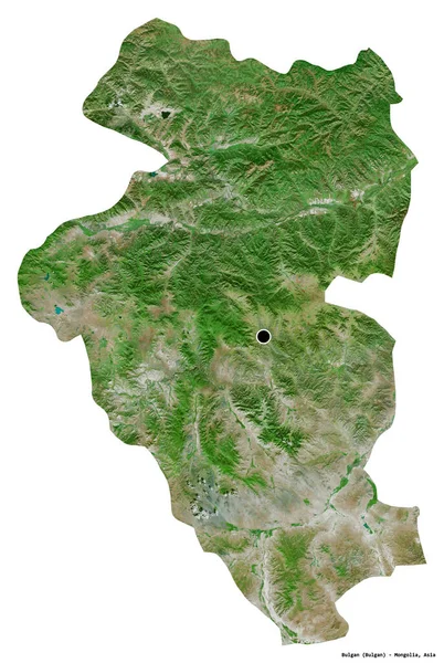 Beyaz Arka Planda Başkenti Izole Edilmiş Bulgan Moğolistan Eyaleti Uydu — Stok fotoğraf