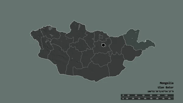 Afgebroken Vorm Van Mongolië Met Haar Hoofdstad Belangrijkste Regionale Divisie — Stockfoto