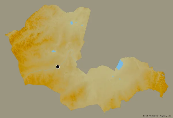 Forma Del Dornod Provincia Della Mongolia Con Suo Capoluogo Isolato — Foto Stock