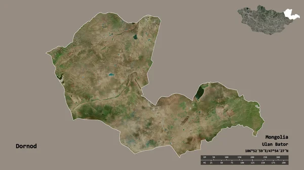 Forma Dornod Provincia Mongolia Con Capital Aislada Sobre Fondo Sólido — Foto de Stock