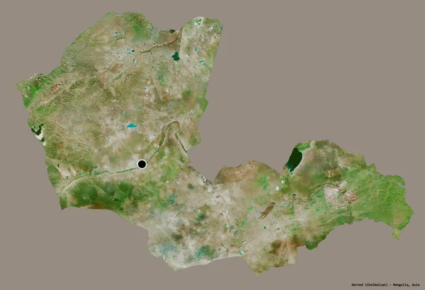 モンゴルのドルノー州の形で その首都はしっかりとした色背景に隔離されています 衛星画像 3Dレンダリング — ストック写真