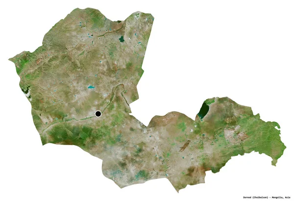 蒙古国Dornod形状 首都为白色背景 与世隔绝 卫星图像 3D渲染 — 图库照片