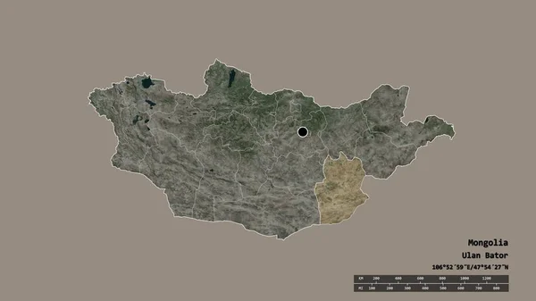 Die Ungesättigte Form Der Mongolei Mit Ihrer Hauptstadt Der Wichtigsten — Stockfoto