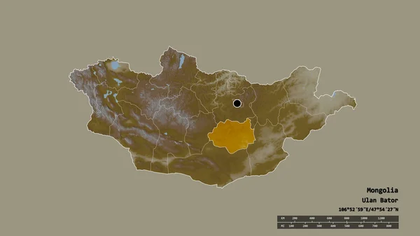 Afgebroken Vorm Van Mongolië Met Haar Hoofdstad Belangrijkste Regionale Divisie — Stockfoto