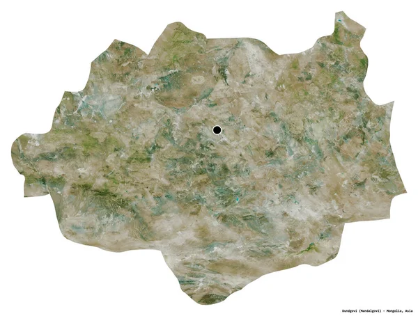 Forme Dundgovi Province Mongolie Avec Capitale Isolée Sur Fond Blanc — Photo
