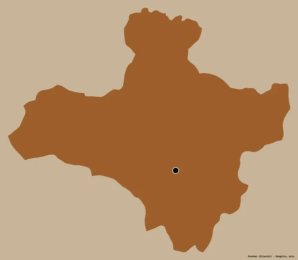 Kształt Dzavhan Prowincja Mongolia Jego Kapitału Izolowane Solidnym Tle Koloru — Zdjęcie stockowe