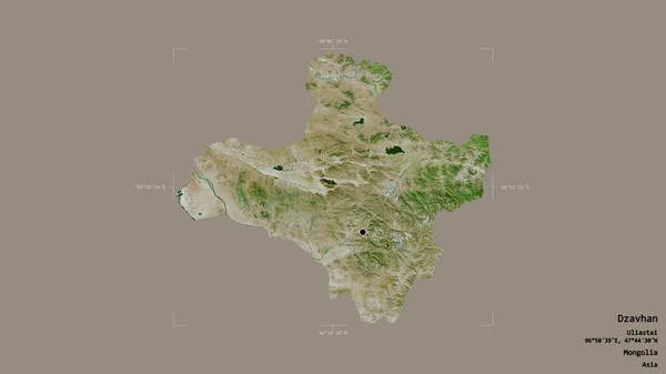 蒙古德雷汉地区 在一个地理参考方块中 在坚实的背景下被隔离 卫星图像 3D渲染 — 图库照片