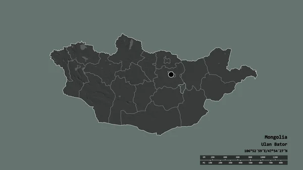 Afgebroken Vorm Van Mongolië Met Haar Hoofdstad Belangrijkste Regionale Divisie — Stockfoto