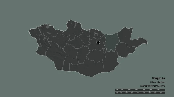 Afgebroken Vorm Van Mongolië Met Haar Hoofdstad Belangrijkste Regionale Divisie — Stockfoto