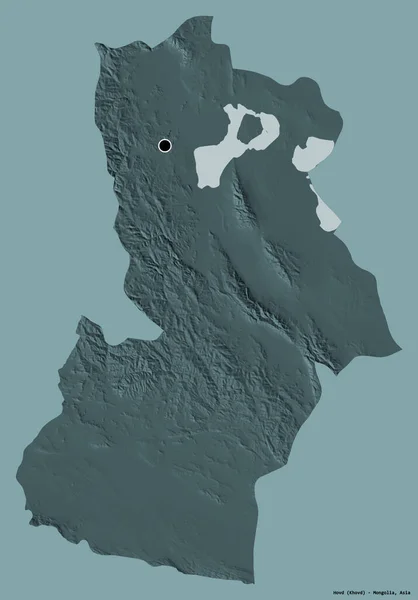 Form Von Hovd Provinz Der Mongolei Mit Seiner Hauptstadt Isoliert — Stockfoto