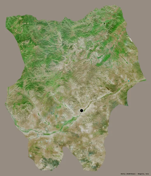 モンゴル国のHentityの形で その首都はしっかりとした色の背景に隔離されています 衛星画像 3Dレンダリング — ストック写真