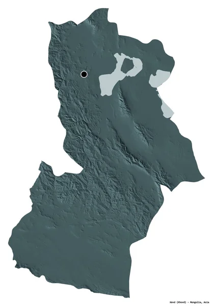 Kształt Hovd Prowincja Mongolia Stolicą Odizolowaną Białym Tle Kolorowa Mapa — Zdjęcie stockowe