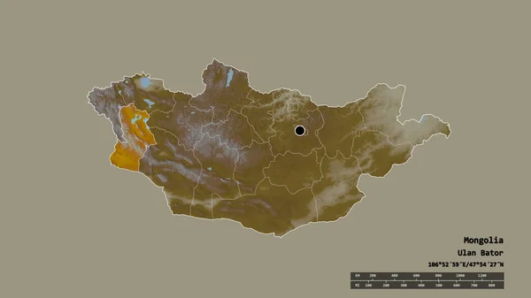 Розчарована Форма Монголії Столицею Основним Районним Відділенням Відокремленою Територією Ховд — стокове фото