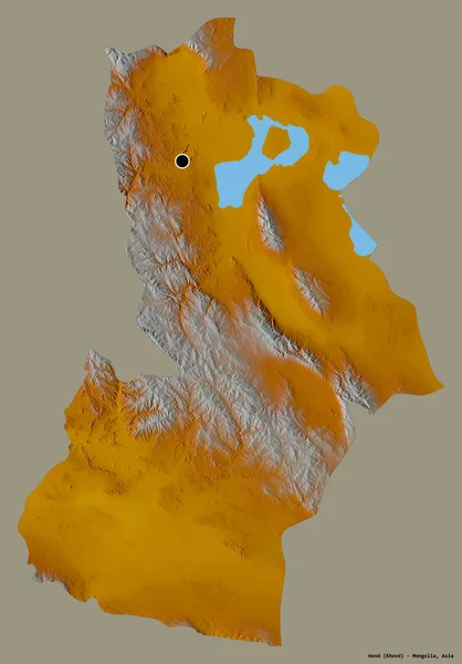 Форма Ховд Провінція Монголія Столицею Ізольованою Суцільному Кольоровому Тлі Карта — стокове фото
