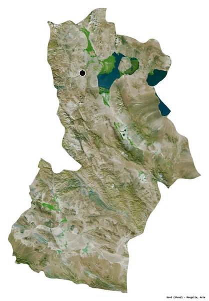 モンゴル国のホド州の形で 首都は白い背景に孤立しています 衛星画像 3Dレンダリング — ストック写真