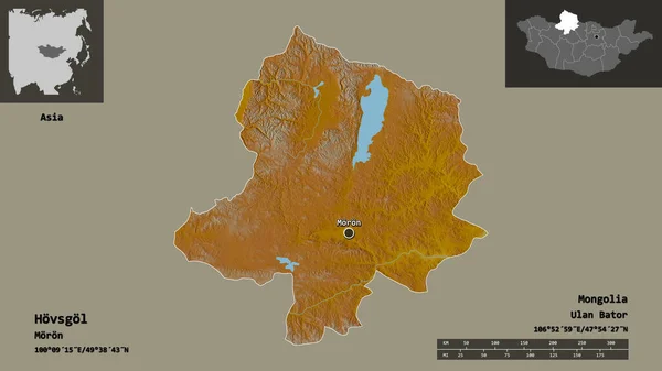 Forma Hovsgol Provincia Mongolia Capital Escala Distancia Vistas Previas Etiquetas — Foto de Stock