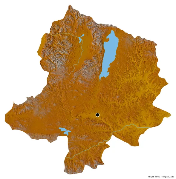 Forma Hovsgol Provincia Mongolia Con Capital Aislada Sobre Fondo Blanco —  Fotos de Stock