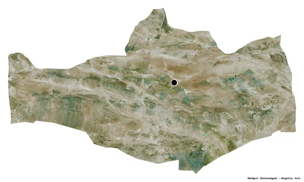 Moğolistan 'ın Omnogovi bölgesi, başkenti beyaz arka planda izole edilmiştir. Uydu görüntüleri. 3B görüntüleme