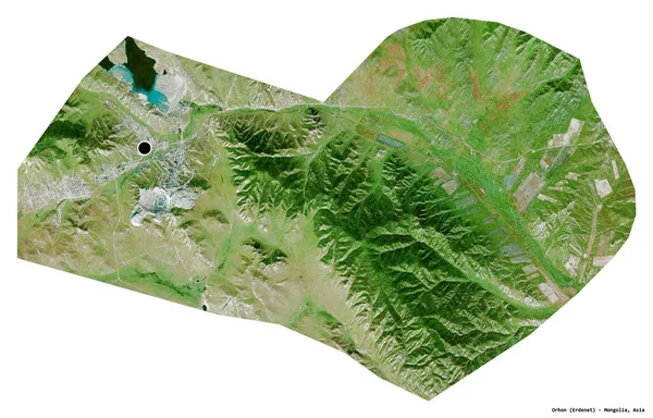 Σχήμα Orhon Δήμος Της Μογγολίας Πρωτεύουσα Απομονωμένη Λευκό Φόντο Δορυφορικές — Φωτογραφία Αρχείου