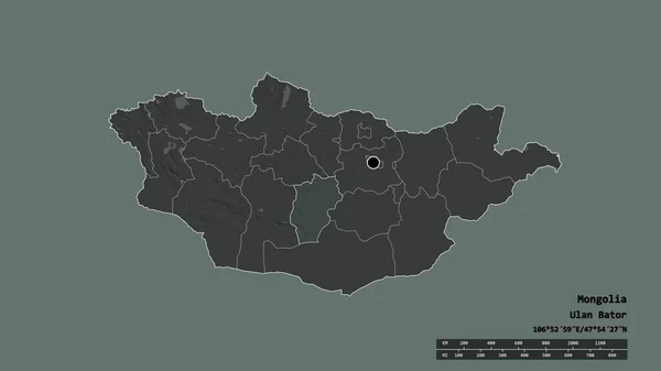 Forma Desnaturalizada Mongolia Con Capital División Regional Principal Zona Separada —  Fotos de Stock