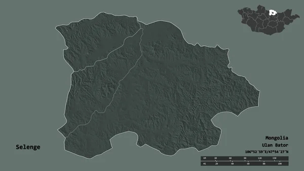 Форма Селенге Провинция Монголия Столицей Изолированной Прочном Фоне Дистанционный Масштаб — стоковое фото