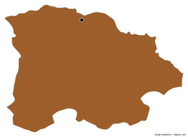 Forme Selenge Province Mongolie Avec Capitale Isolée Sur Fond Blanc — Photo