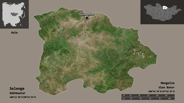 Shape Selenge Provinz Der Mongolei Und Ihre Hauptstadt Entfernungsskala Vorschau — Stockfoto