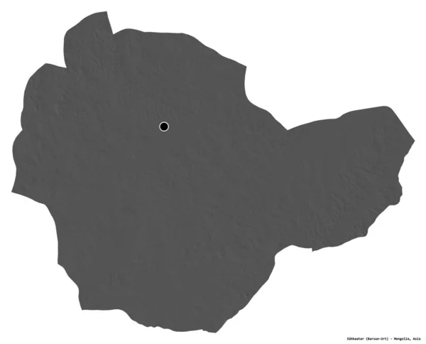 Tvar Suhbaatar Provincie Mongolsko Hlavním Městem Izolovaným Bílém Pozadí Mapa — Stock fotografie